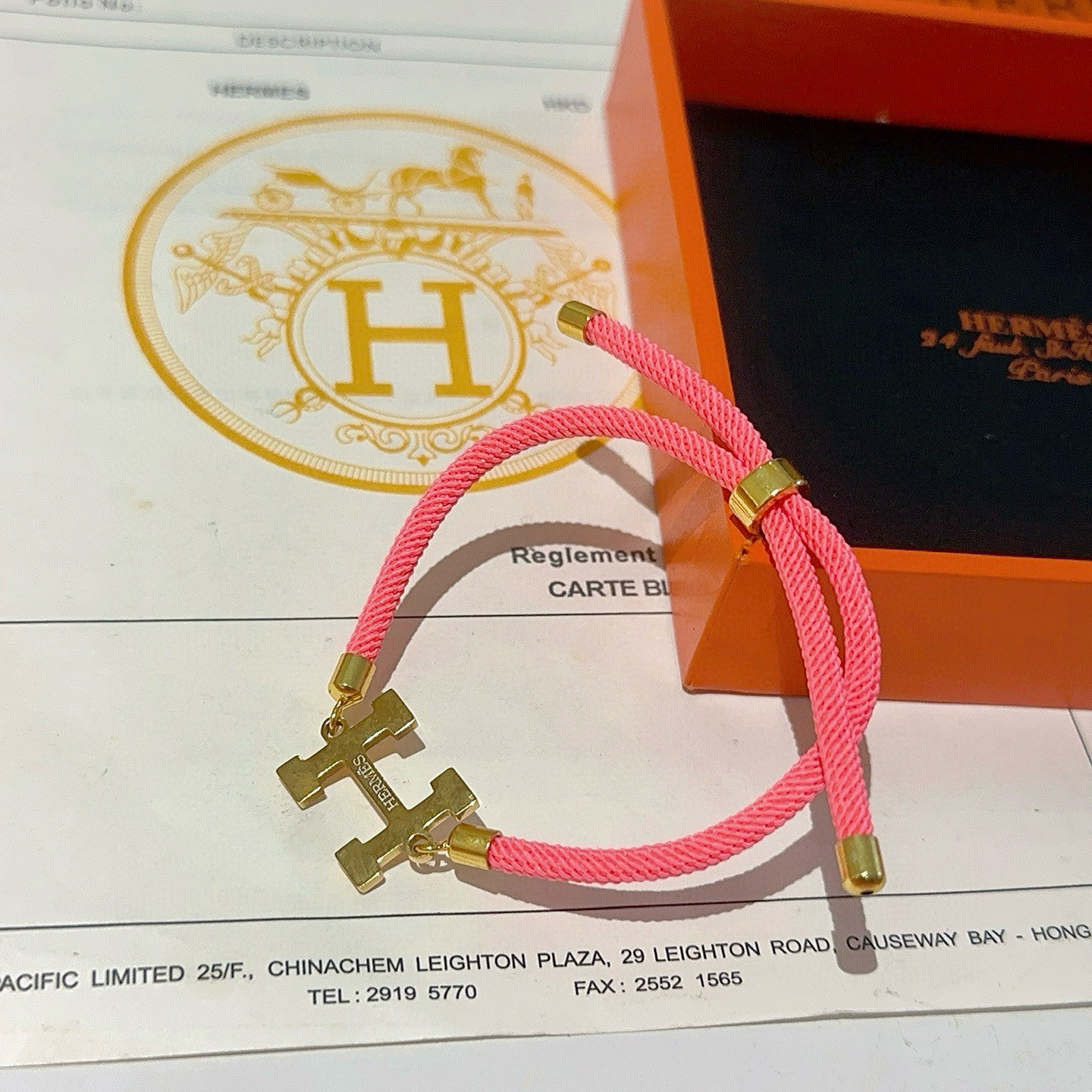 Hermès H-Cord Braided Bracelet In Pink - Image 4