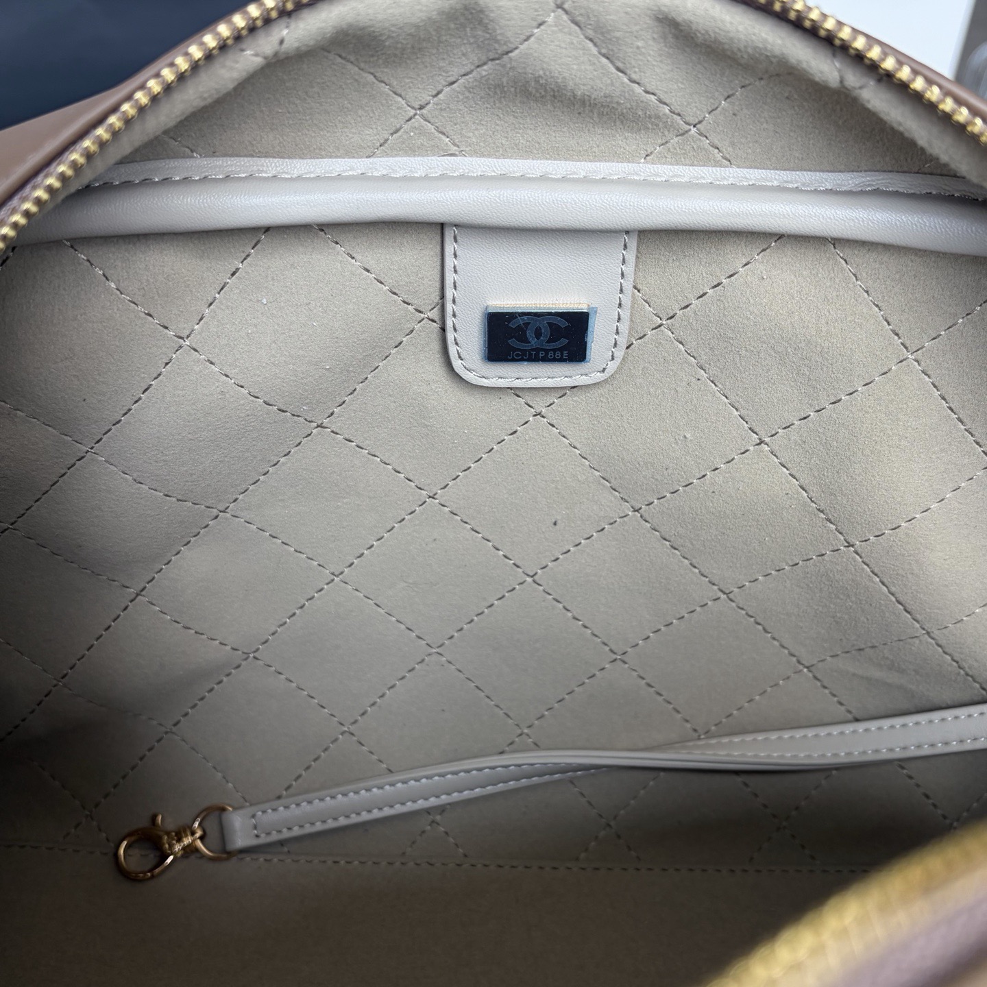 Chanel Large "Perfect Bowling" Bag Dark Khaki Calfskin Gold Hardware - Image 7