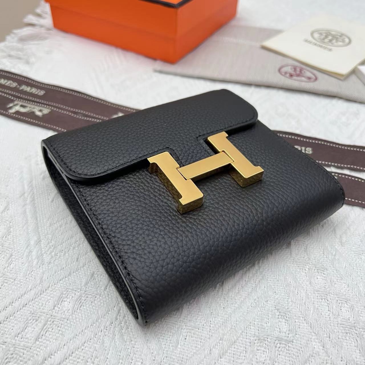 Hermès Constance Short Wallet Black Epsom Gold Hardware - Image 8