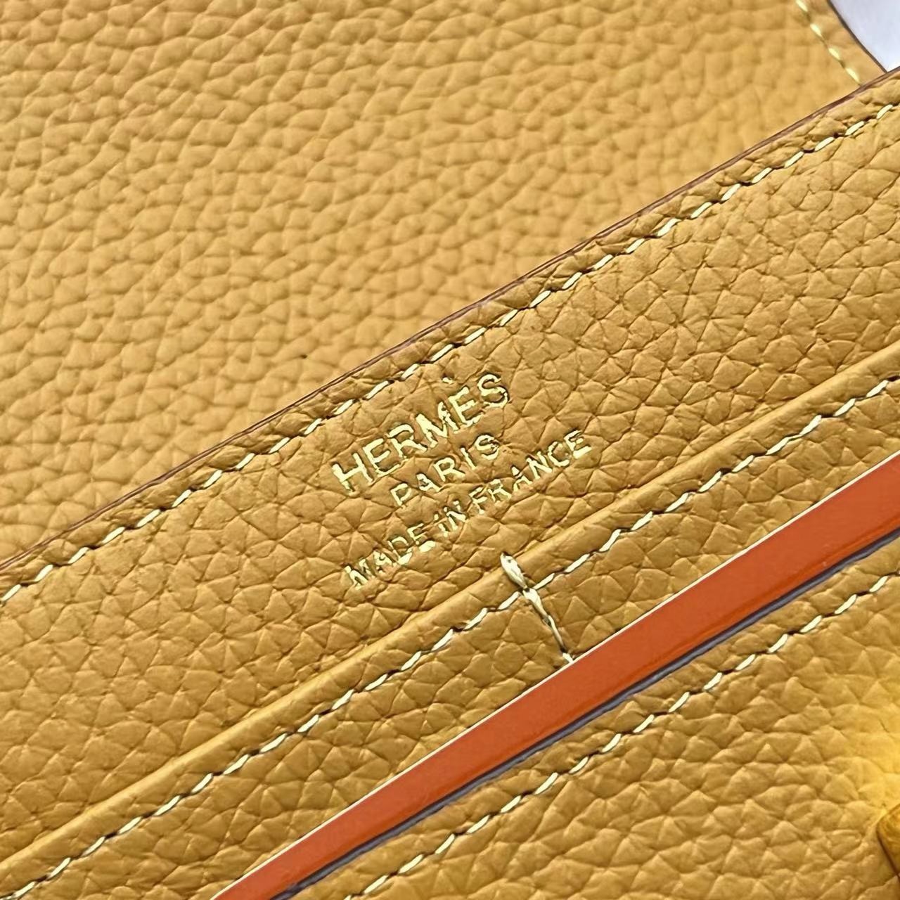 Hermes Evercolor Constance Compact Passant Wallet Jaune Ambre - Image 4