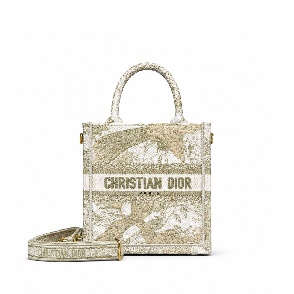 Dior White Mini Jardin D'Hiver Vertical Book Tote