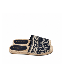 Dior Deep Blue Oblique Canvas Granville Espadrille Mules