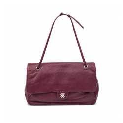 Chanel Maxi "Souplissimo" Large Flap Bag Burgundy Caviar Silver Hardware