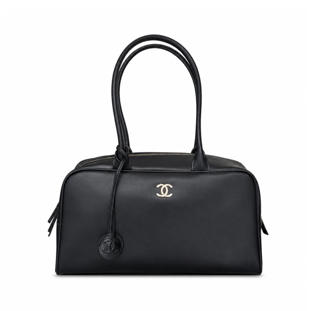 Chanel Large "Perfect Bowling" Bag Black Calfskin Gold Hardware