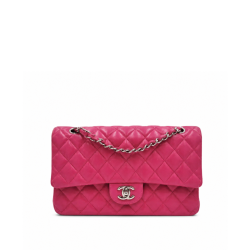 Chanel Pink Quilted Caviar Leather Classic Medium Double Flap Bag 25cm