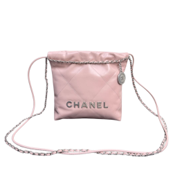 Chanel Shiny Calfskin Quilted Mini Chanel 22 Light Pink