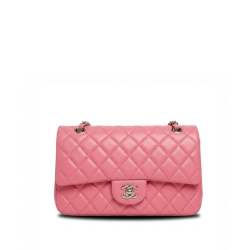 Chanel Pink Quilted Lambskin Leather Classic Jumbo Double Flap Bag 25cm