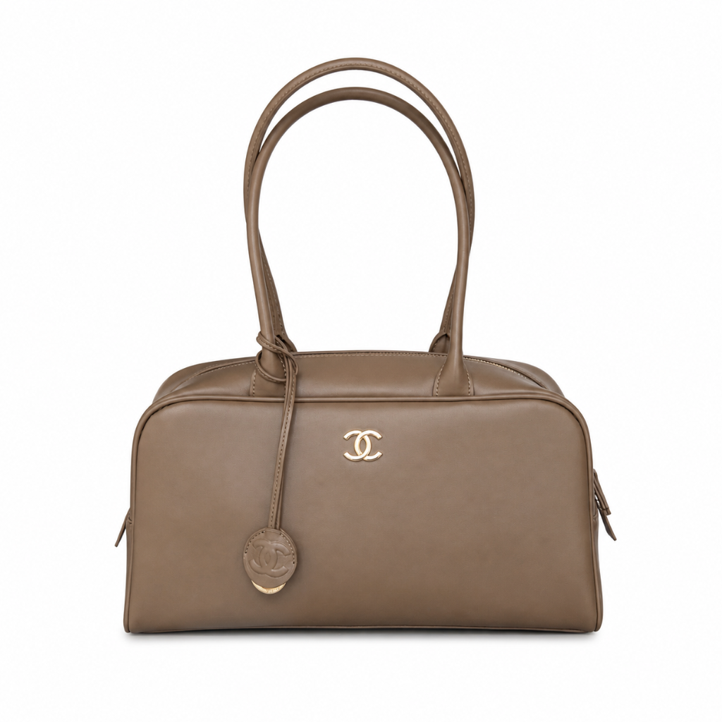 Chanel Large "Perfect Bowling" Bag Dark Khaki Calfskin Gold Hardware