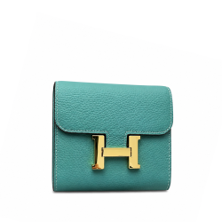 Hermes Green Epsom Leather Constance Compact Wallet