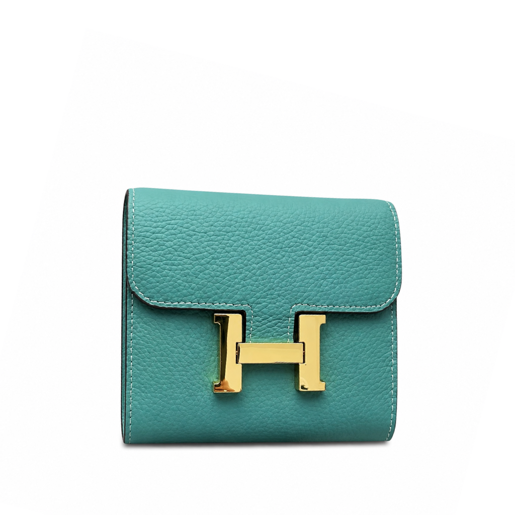 Hermes Green Epsom Leather Constance Compact Wallet