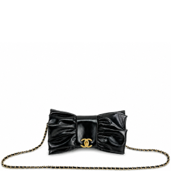 Chanel Ribbon Clutch In Black With Gold Hardware