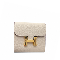 Hermès Constance Compact Cream Leather Wallet
