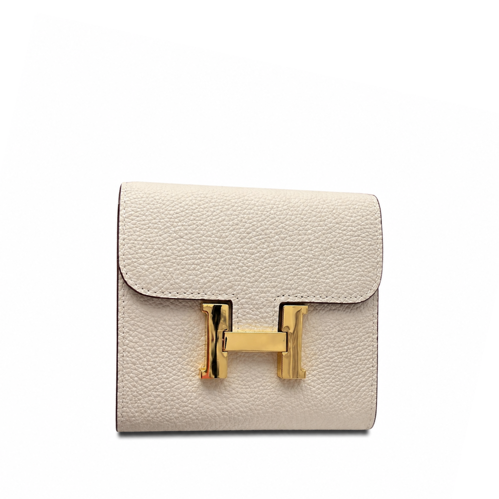 Hermès Constance Compact Cream Leather Wallet
