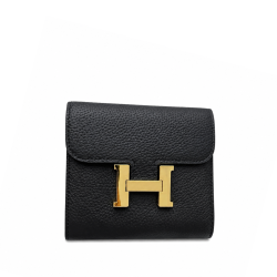 Hermès Constance Short Wallet Black Epsom Gold Hardware