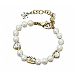 Chanel 25B Double C Heart Pearl Bracelet
