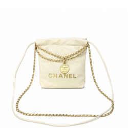 Chanel Hobo Women's Shoulder Bag White 22 Small