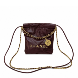 Chanel Shiny Calfskin Quilted Mini Chanel 22 Brown