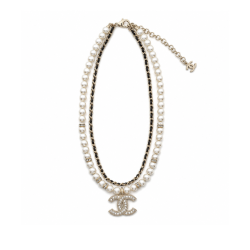 Chanel CC Diamond Pearl Double Layer Necklace