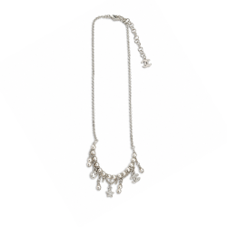 Chanel Crystal Star And Pearl Tassel Necklace In Silver-Tone Metal