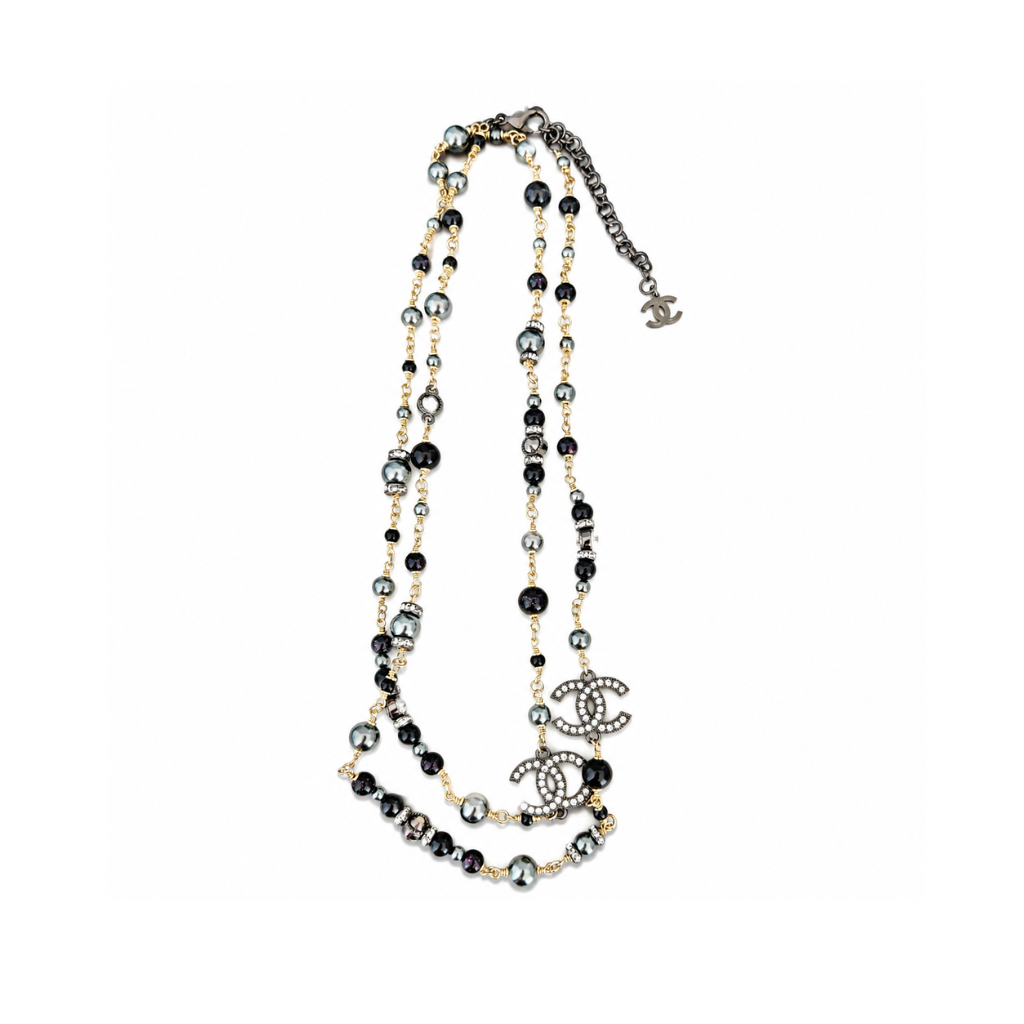 Chanel CC Pearl And Crystal Sautoir Necklace – Ruthenium-Tone Metal
