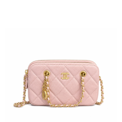 Chanel Wallet On Chain (WOC) Quilted Rosy Caviar Shoulder Bag