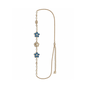 Chanel Blue Floral Convertible Chain Belt And Necklace