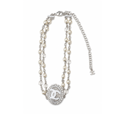 Chanel Double-Strand Pearl And CC Logo Necklace