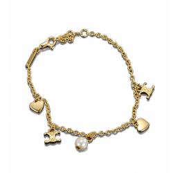 Celine Coeur Charm Bracelet In Gold-Tone Brass And Resin Pearl