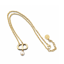 Christian Dior Pearl Petit CD Necklace Gold