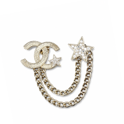Chanel 23B Gold-Tone CC And Star Motif Brooch
