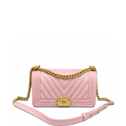 Chanel Medium Boy Bag Pink Chevron Caviar Gold Hardware