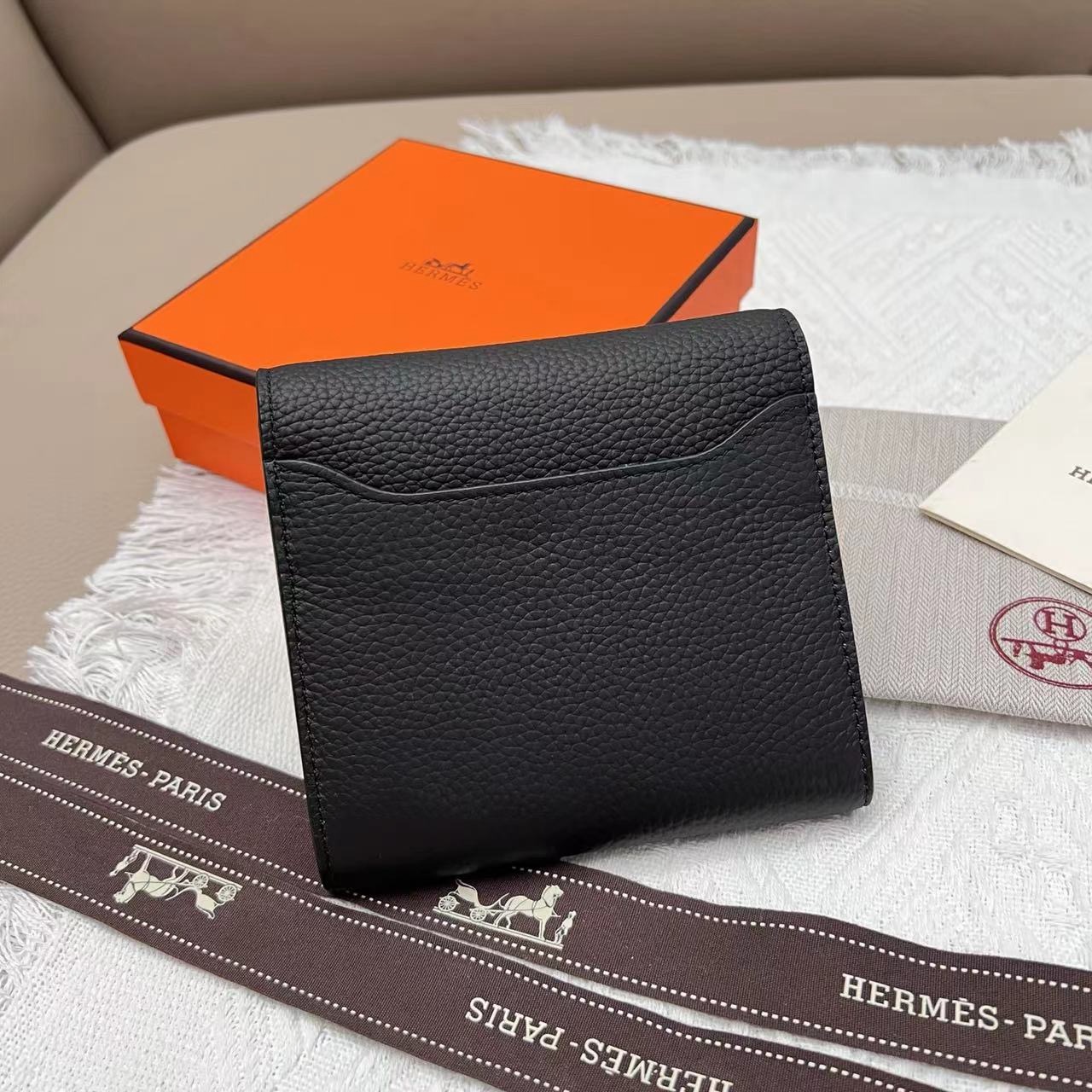 Hermès Constance Short Wallet Black Epsom Gold Hardware - Image 2
