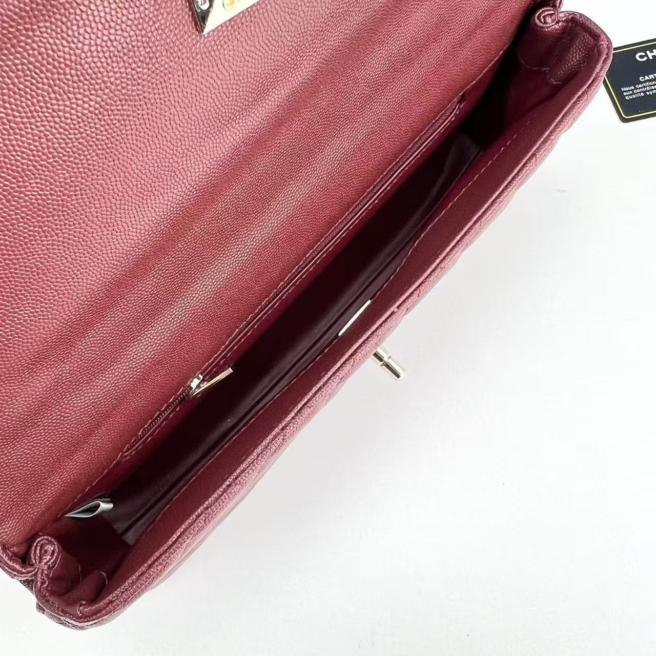 Chanel Caviar Quilted Maxi East West Coco Handle Flap Burgundy - Image 7