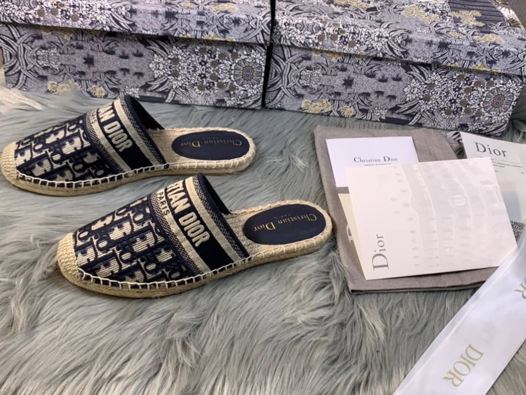 Dior Deep Blue Oblique Canvas Granville Espadrille Mules - Image 2