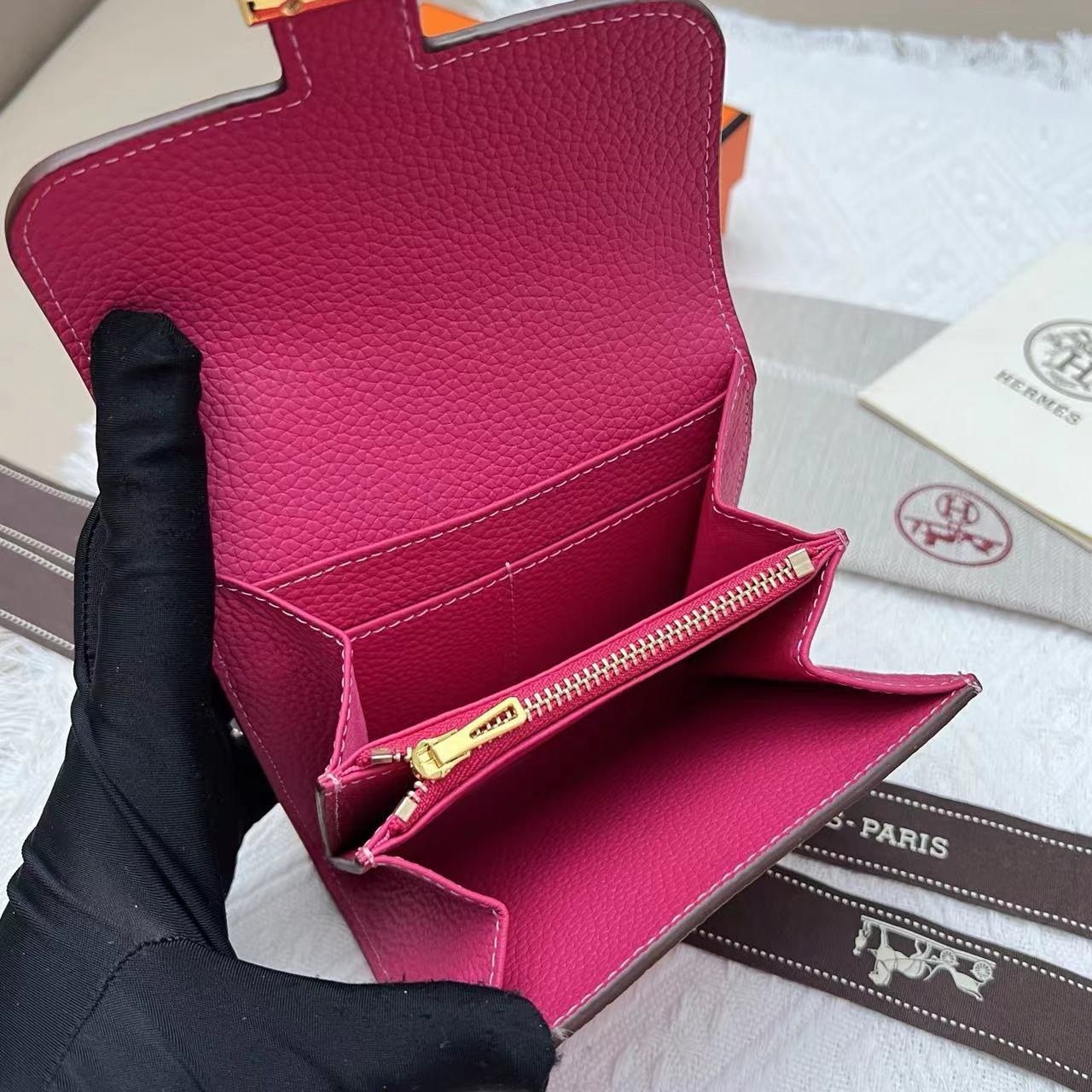 Hermes Pink Constance Slim Wallet - Image 5