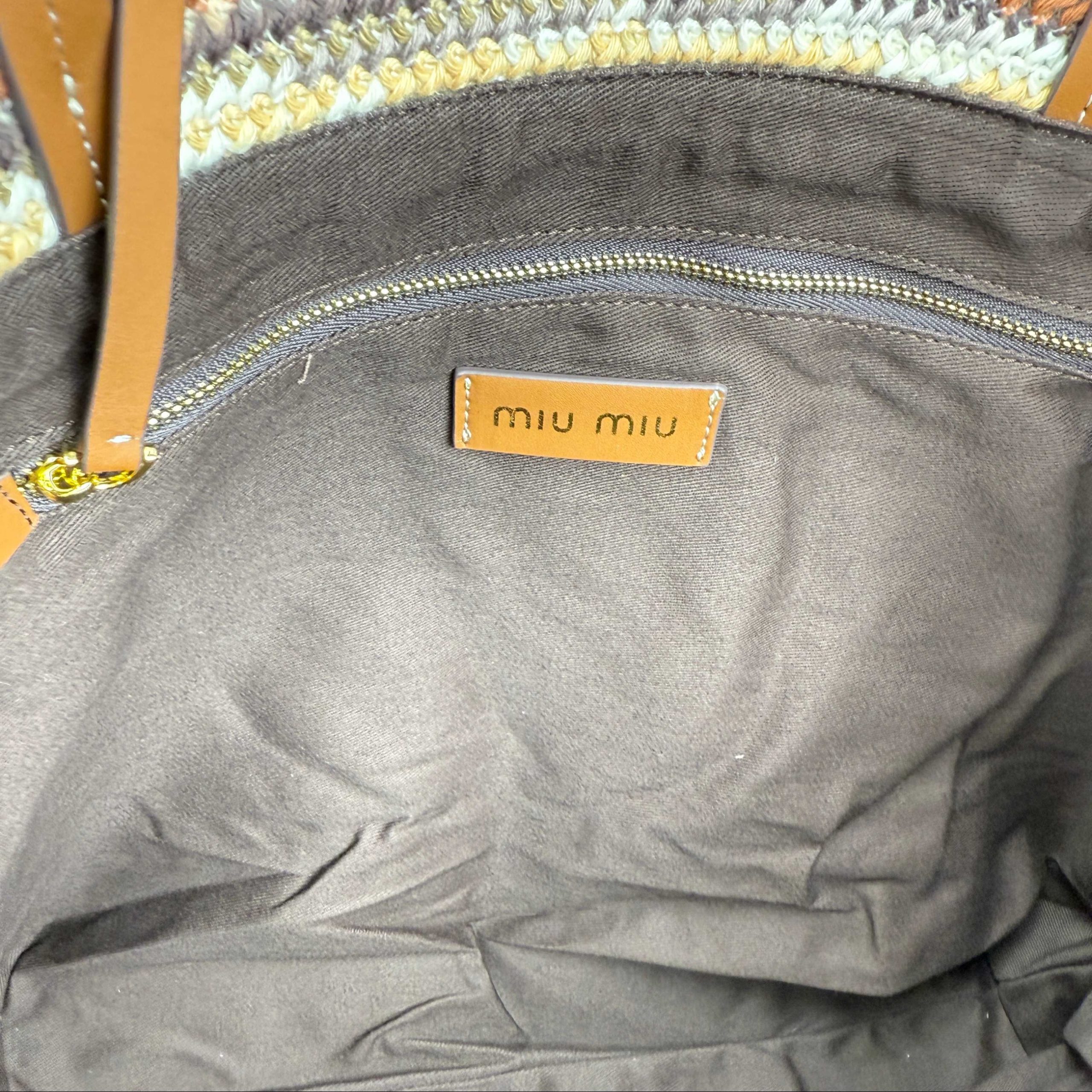 Miu Miu Cotton Crochet Stripe Tote Bag Multicolor - Image 8